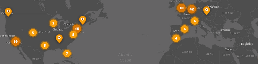 Map of all listed car storage facilities.